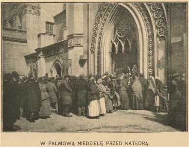 Album Warszawy według fotograficznych zdjęć K. Brandla - W palmową niedzielę przed katedrą (59135)