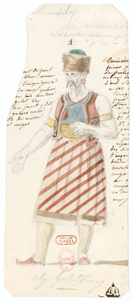 Zémire et Azor - trente-six maquettes de costumes - Alexandre-Evariste Fragonard - 04. Aly, M. Godefroy