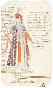 Zémire et Azor - trente-six maquettes de costumes - Alexandre-Evariste Fragonard - 10. Émirzène, Mme Élie