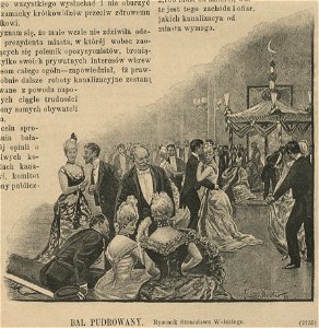 Bal pudrowany - Rysunek Stanisława Wolskiego w salach ratuszowych w Warszawie - Panowie i panie (59305)
