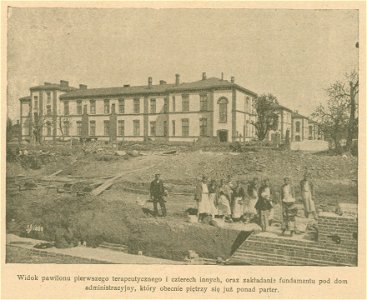 Budowa Szpitala Dzieciątka Jezus na terenie Folwarku Świętokrzyskiego Widok pawilonu pierwszego terapeutycznego ... (80016)