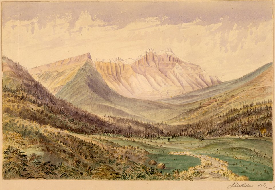 Camp. (foot of summit-E. side) Kishenehn or Boundary Pass. High peak bears W - NARA - 305540