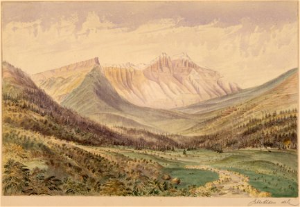 Camp. (foot of summit-E. side) Kishenehn or Boundary Pass. High peak bears W - NARA - 305540