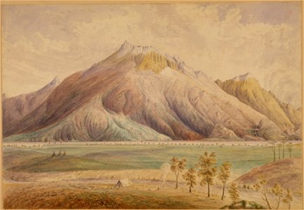 Camp on stream near Waterton Lake. peak bears E. 30. S - NARA - 305549