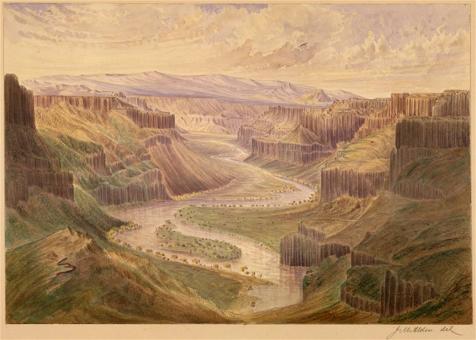 Canon of Palouse River looking South from a point just below the falls (Great Falls) - NARA - 305503