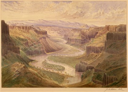 Canon of Palouse River looking South from a point just below the falls (Great Falls) - NARA - 305503