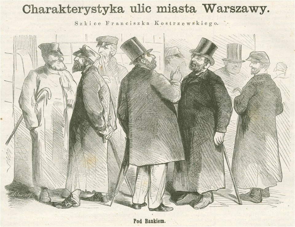 Charakterystyka ulic miasta Warszawy Szkice Franciszka Kostrzewskiego Pod Bankiem (75649)