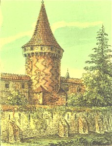 Dawne obwarowania Krakowa, Baszta Barchatnikow i Czapnikow. miedzy 1834 i 1839 (119111433) (cropped)