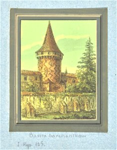 Dawne obwarowania Krakowa, Baszta Barchatnikow i Czapnikow. miedzy 1834 i 1839 (119111433)