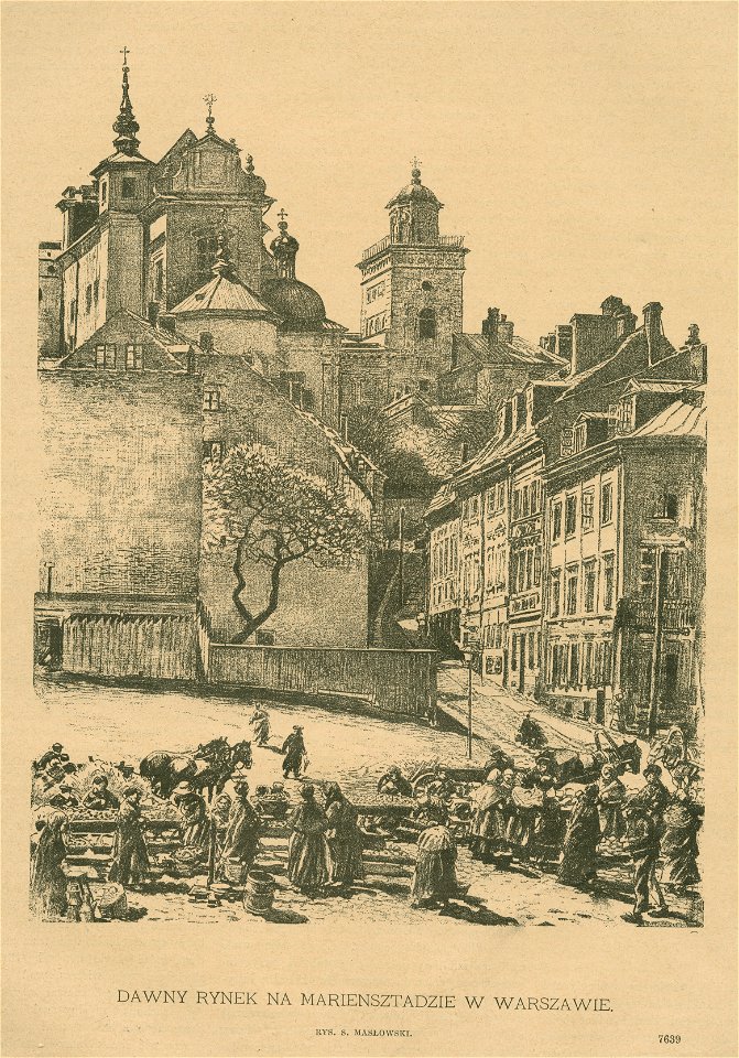 Dawny rynek na Mariensztadzie w Warszawie Rys. S. Masłowski (77277)