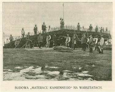 Budowa materacu kamiennego na warsztatach do regulacji Wisły (79042)