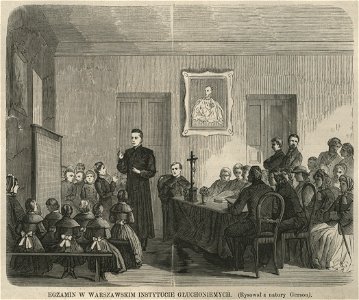 Egzamin w Warszawskim Instytucie Głuchoniemych - (Rysował z natury Gerson) (58113)