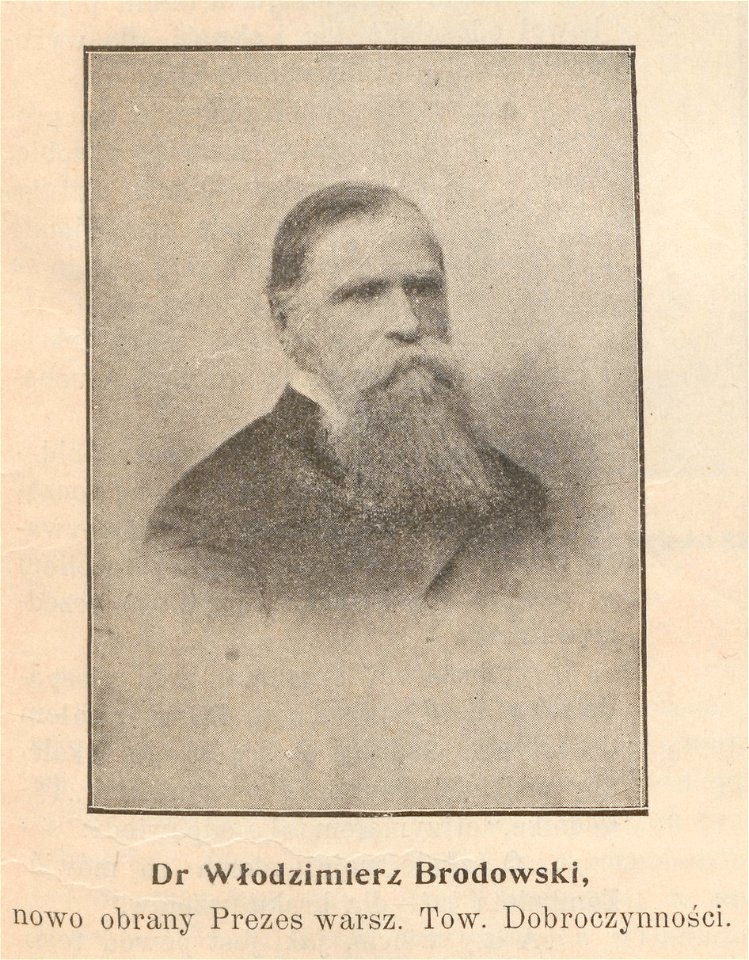 Dr Włodzimierz Brodowski, nowo obrany Prezes warsz. Tow. Dobroczynności (62020)
