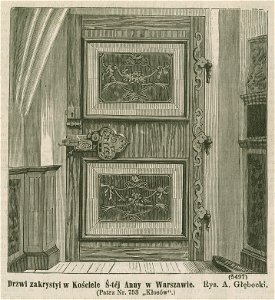 Drzwi w zakrystii kościoła Św. Anny w Warszawie Rys. A. Głębocki (81200)