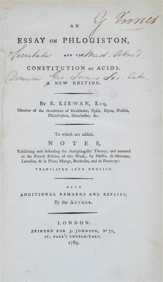 Essay on Phlogiston Richard Kirwan RGNb10340439.01.tp 1789