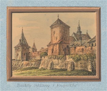 Dawne obwarowania Krakowa, Baszta Laziebnikow oraz Baszta Ceklarzy. miedzy 1834 i 1839 (119111207)