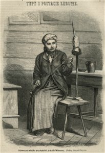 Dziewczyna wiejska przy kądzieli, z okolic Wilanowa - (Podług fotografii Beyera) (58324)