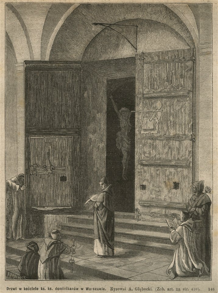 Drzwi w kościele ks. ks. dominikanów Warszawie - Rysował A. Głębocki (58868)