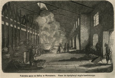 Fabryka gazu na Solcu w Warszawie. Piece do destylacyi węgla kamiennego (58540)