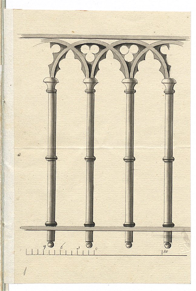 Fragment neogotyckiej kraty z arkadkami. ante 1821 (5758597)