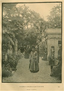 Fragmenty z Powązek w Dniu Zadusznym Rysunek J. Pankiewicza (77625)