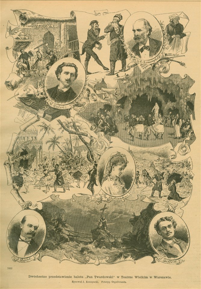 Dwóchsetne przedstawienie baletu Pan Twardowski w Teatrze Wielkim w Warszawie Rysował J. Konopacki Fototyp Orgelbranda (77190)
