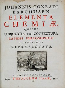 Elementa chemiae 1718 Barchusen title page. Free illustration for personal and commercial use.