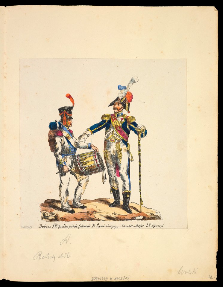 Dobosz z bebnem i tambor-major miedzy 1880 i 1900 (79312499)