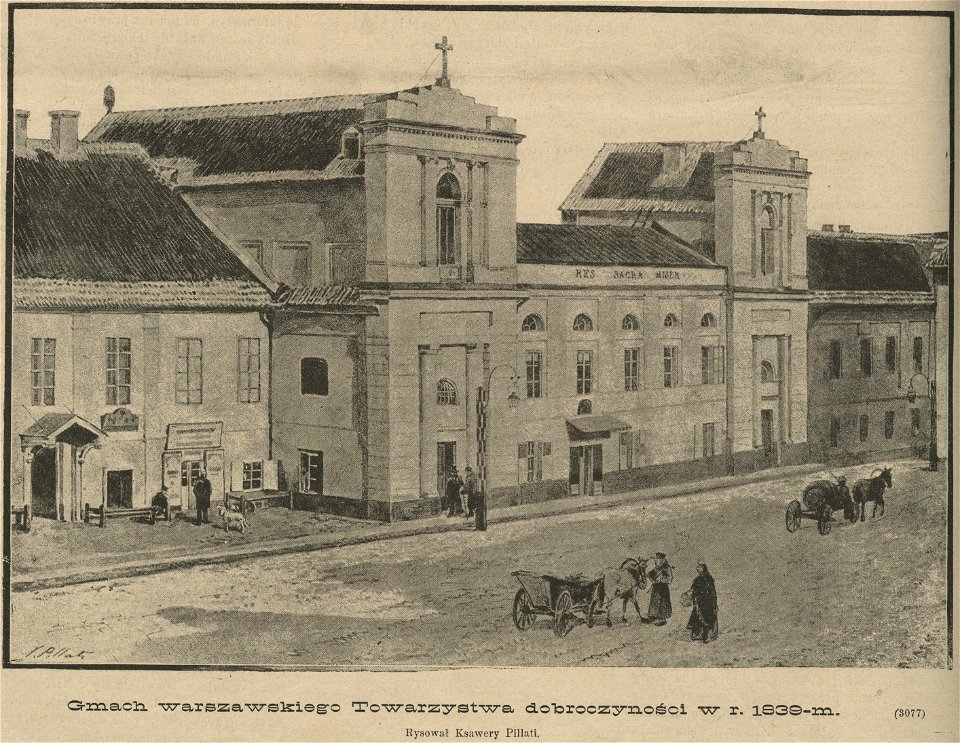 Gmach warszawskiego Towarzystwa dobroczynności w r. 1839-m - Rysował Ksawery Pillati (59659)