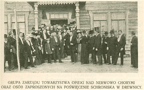 Grupa Zarządu Towarzystwa Opieki nad Nerwowo Chorymi ... schroniska w Drewnicy Fot. amat. Wł. Hulewicz (79351)