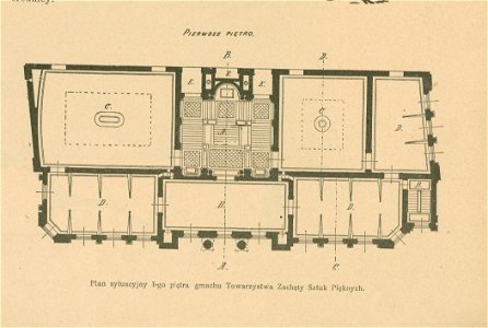 Gmach Towarzystwa Zachęty Sztuk Pięknych Plan sytuacyjny I-go piętra ... (80036)