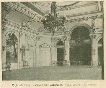 Gmach Towarzystwa Wioślarskiego Część sali balowej w Towarzystwie wioślarskim fotogr. Oriona i Wł. Karolego (79578)