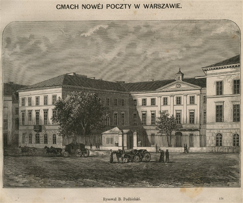 Gmach nowej poczty w Warszawie- Rysował B. Podbielski (58844)