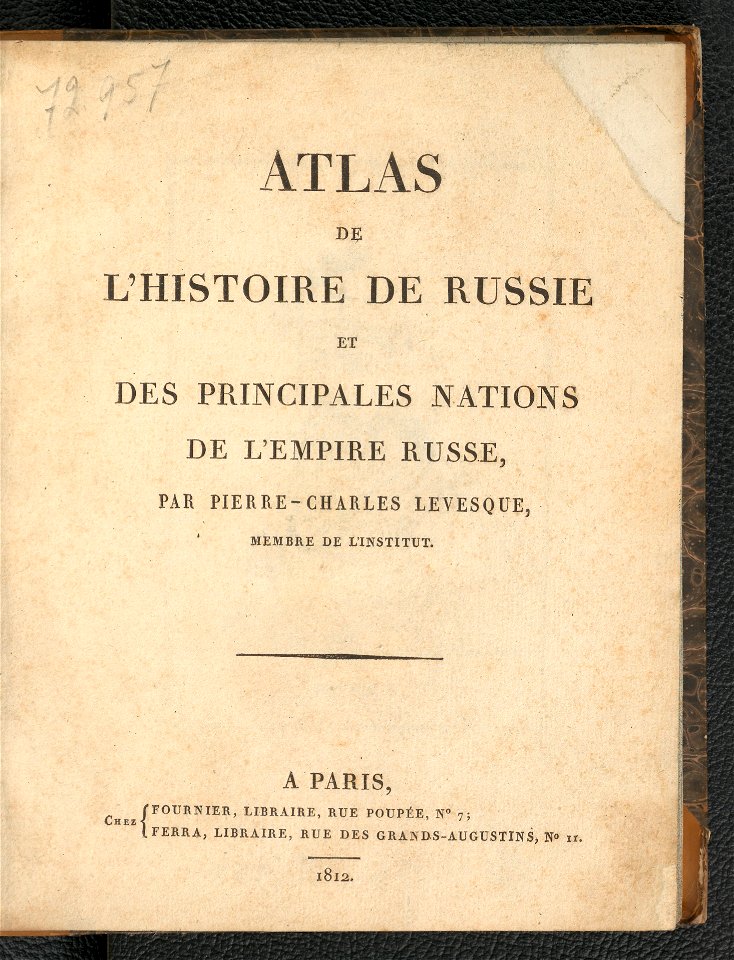 Histoire de Russie et des principales nations de L'Empire Russe. Atlas 1812 (134538308)