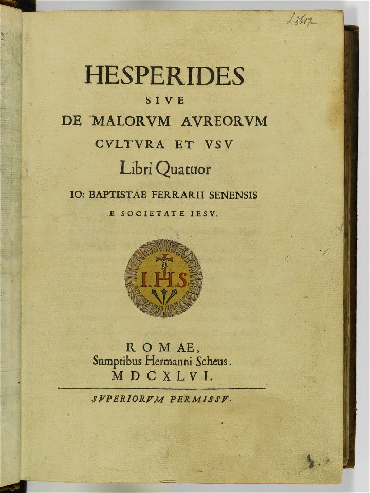 Hesperides sive de malorvm avreorvm cvltvra et vsv libri quatuor 1646 (6156493)