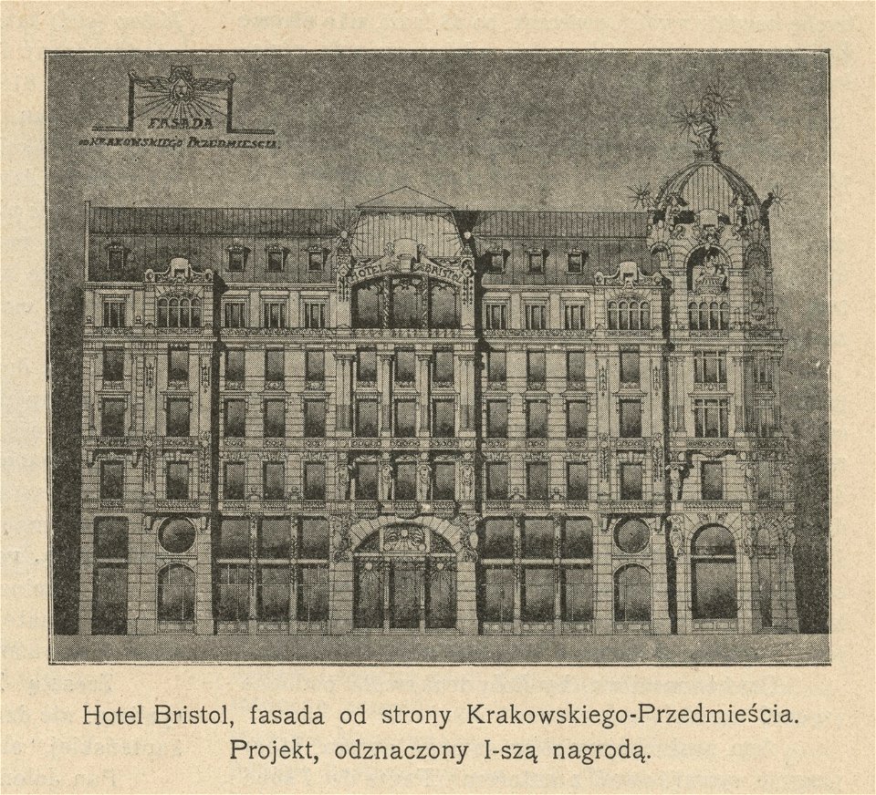 Hotel Bristol - fasada od strony Krakowskiego Przedmieścia - Projekt nagrodzony I-szą nagrodą (62876)