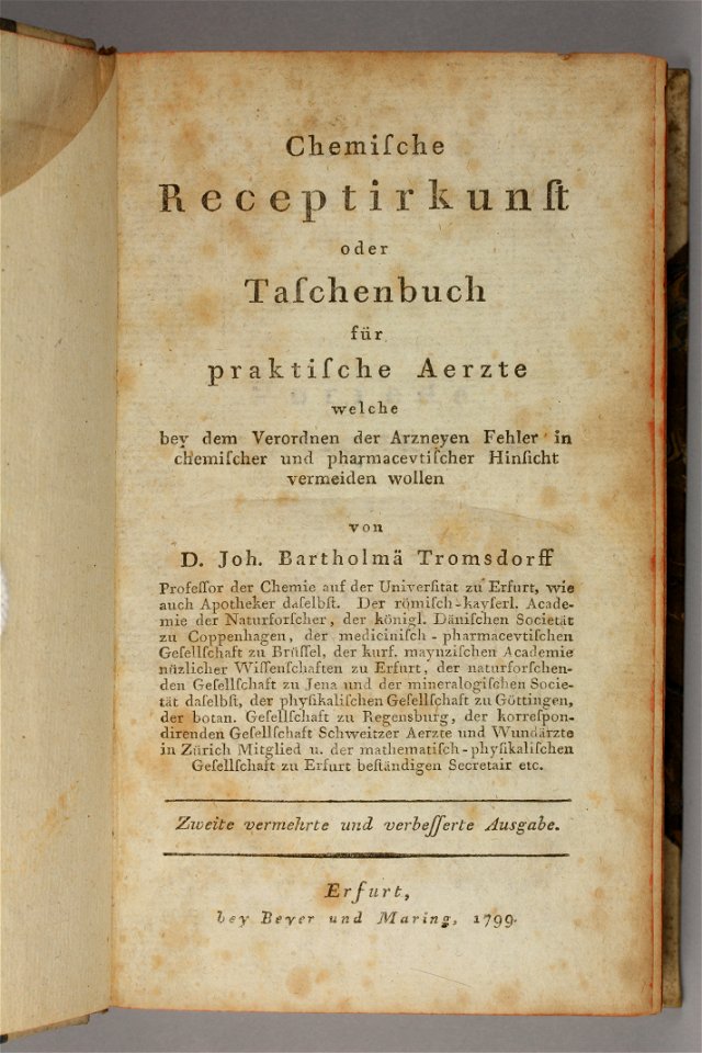 Johann Trommsdorff 1799 Chemische Receptirkunst