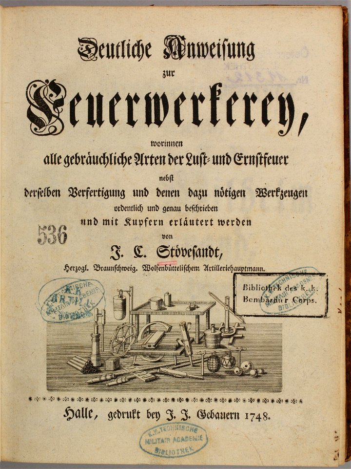 J. C. Stövesandt 1748 Deutliche Anweisung zur Feuerwerkerey
