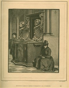 Konfesjonał Barocco w kościele katedralnym św. Jana w Warszawie Rys. J. Wróblewski Ryt. A. Malinowski (77529)