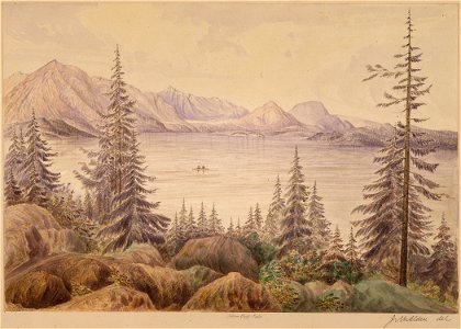 Kellispelm Lake or Pend'oreille Lake, from View Point near where Clarkes' Fork flows from the Lake, looking S.W.... - NARA - 305510