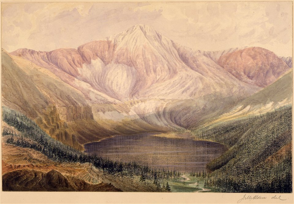 Lake to the Westward of Akamina Lake. Peak bears S. 35. W - NARA - 305546