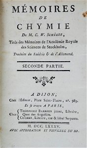 Mémoires de chymie Scheele RGNb10364341.03.vol II.tp 1785