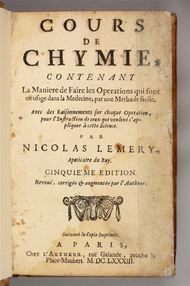 Nicolas Lemery 1683 Cours de chymie