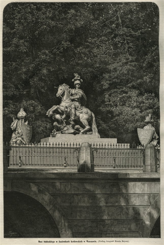 Most Sobieskiego w Łazienkach królewskich w Warszawie - (Podług fotografii Karola Beyera) (58544)