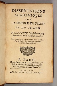 Pierre Petit 1671 Dissertations académiques sur la nature