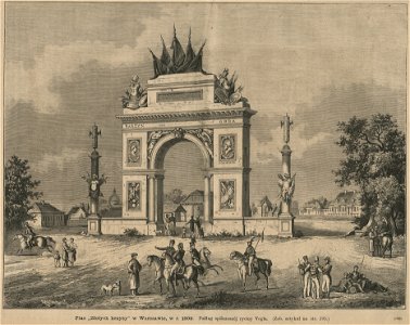 Plac Złotych krzyży w Warszawie, w r. 1809 - Podług spółczesnej ryciny Vogla (59071). Free illustration for personal and commercial use.