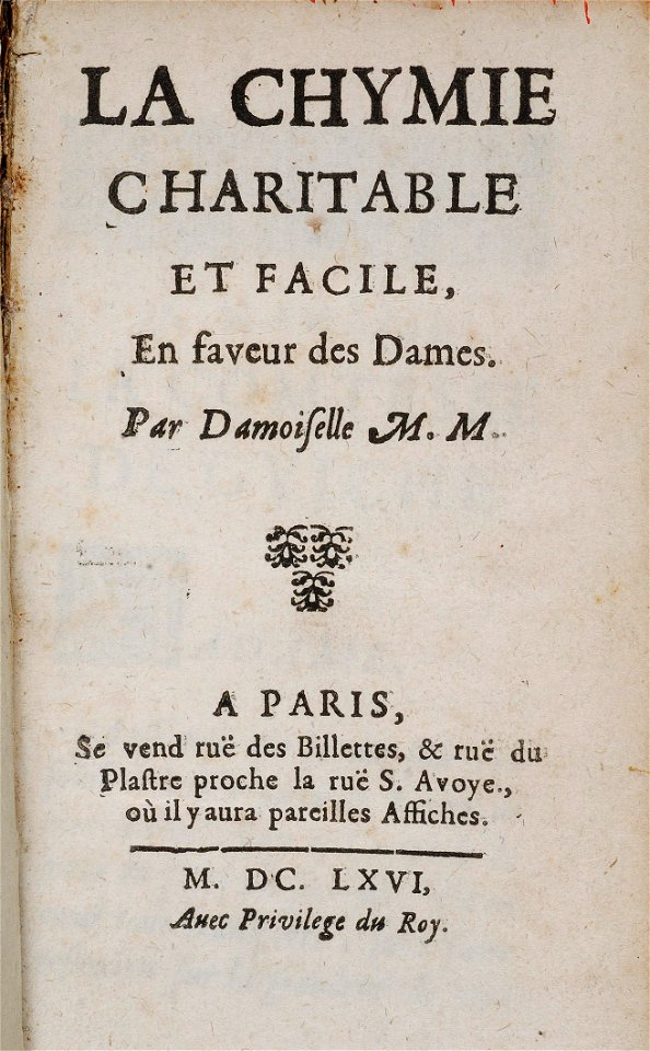 Marie Meurdrac La Chymie Charitable et Facile, en Faveur des Dames RGNb10359072.01.tp 1666