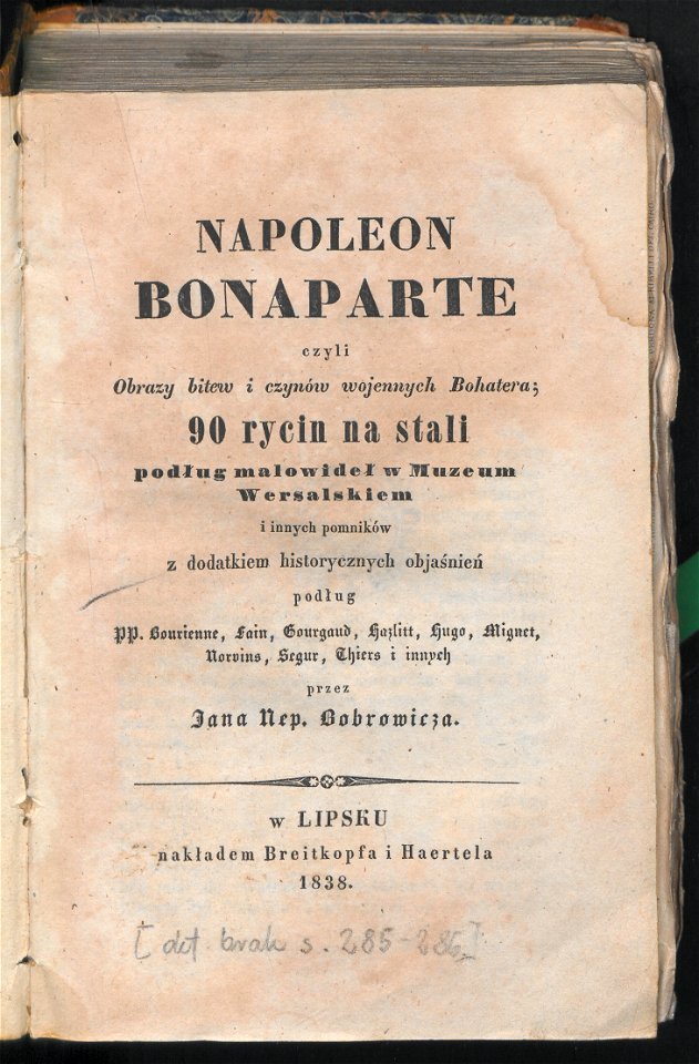 Napoleon Bonaparte czyli Obrazy bitew i czynow wojennych bohatera 1838 (31391641)