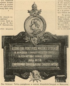 Pius Weloński - Tablica pamiątkowa w kościele Wszystkich Świętych w Warszawie (71491)