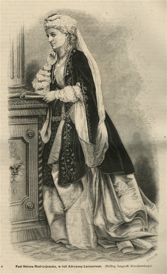 Pani Helena Modrzejewska, w roli Adrianny Lecouvreur (Podług fotografii Mieczkowskiego) (58373)